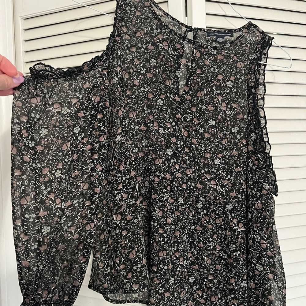 Sheer Floral Black Top